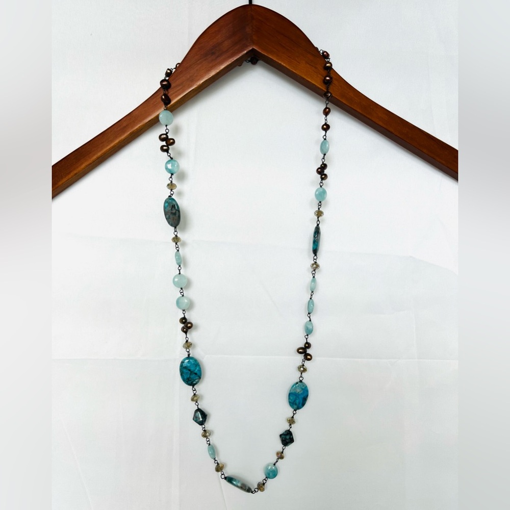 Blue Beaded Rope Necklace